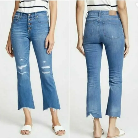 Madewell Cali Demi-Boot Jeans in Bronson Wash: Button-Front Edition