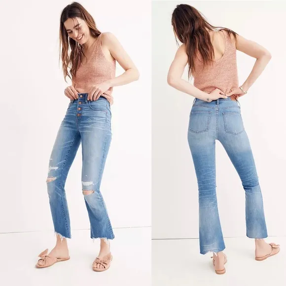 Madewell Cali Demi-Boot Jeans in Bronson Wash: Button-Front Edition