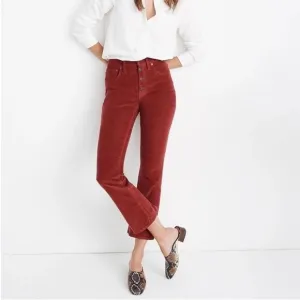 MADEWELL Cali Demi-Boot Jeans in Corduroy Size 25 Button-Front Edition Cinnamon