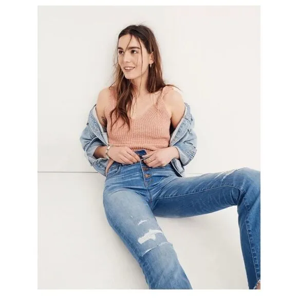 Madewell Cali Demi-Boot Jeans in Bronson Wash: Button-Front Edition Sz 27