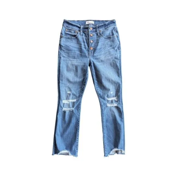 Madewell Cali Demi-Boot Jeans in Bronson Wash: Button-Front Edition Sz 27