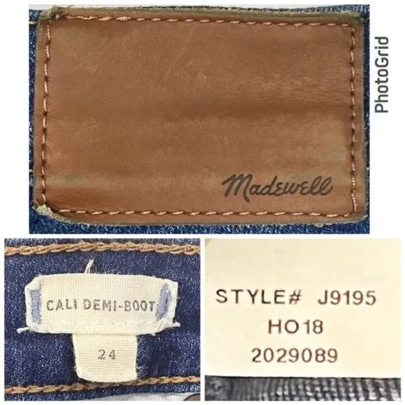 Madewell Cali Demi-Boot Raw Hem Marco wash Jean, size 24 STYLE J9195