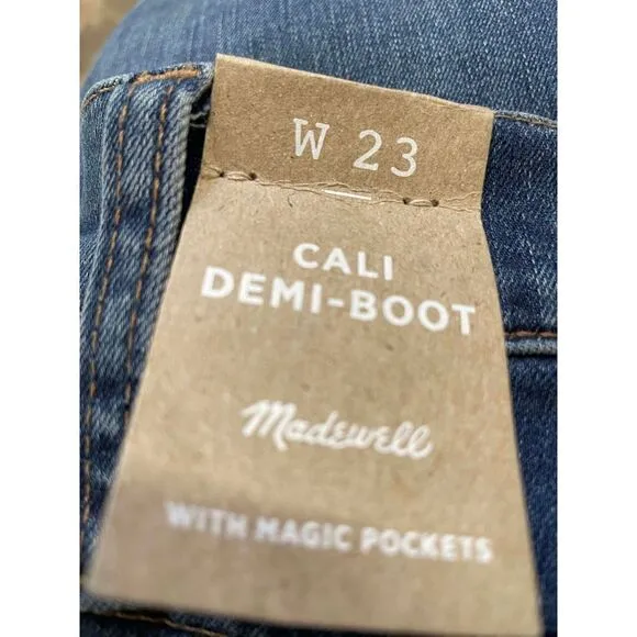 Madewell Cali Demi-Boot Jeans in Preston Wash: Raw-Hem Edition Sz23 NWT