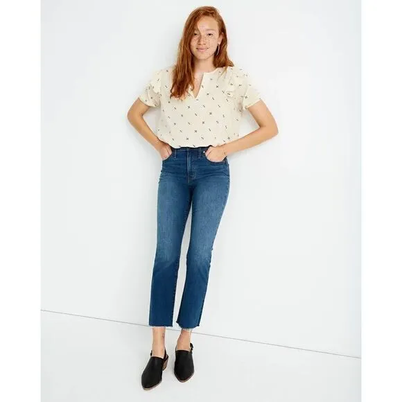Madewell Cali Demi-Boot Jeans in Preston Wash: Raw-Hem Edition Sz23 NWT