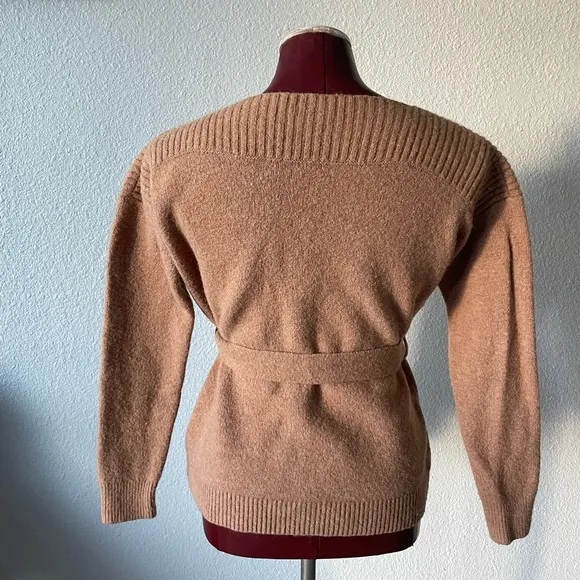 Madewell Camel Boatneck Tie-Waist Pullover Sweater Alpaca Wool Blend siz…