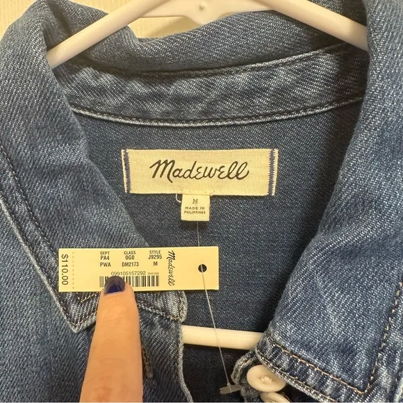 Madewell Denim Denim Popover Shirtdress Pelham Wash Size Medium