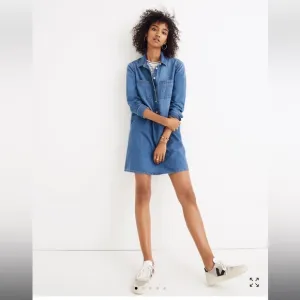 Madewell Denim Denim Popover Shirtdress Pelham Wash Size Medium