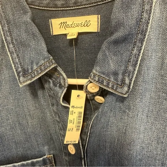 Madewell Denim Denim Popover Shirtdress Pelham Wash Size Medium