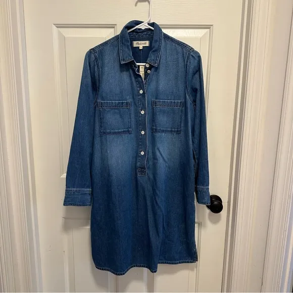 Madewell Denim Denim Popover Shirtdress Pelham Wash Size Medium