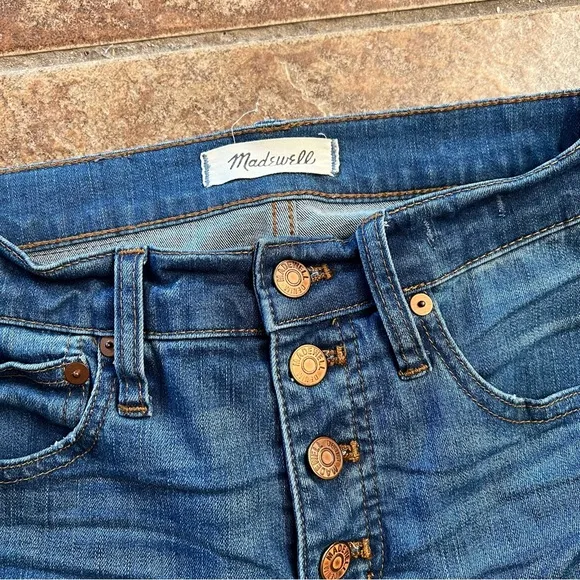 Madewell Distressed Cali Demi-Boot Button Front Edition in Medium Wash