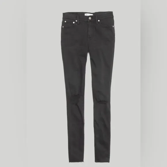 Madewell High Rise Distressed Black Skinny Jeans Size 24 NWT