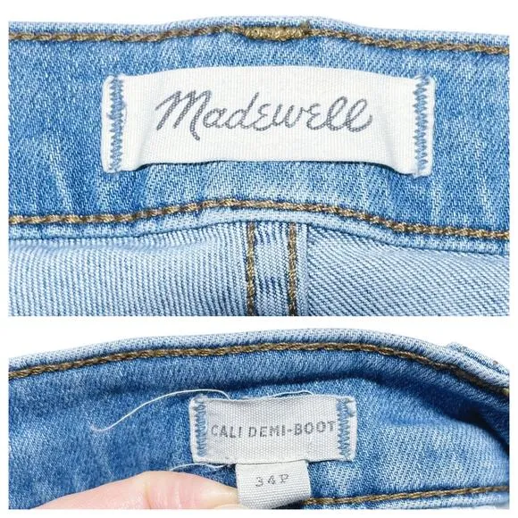 MADEWELL Petite Cali Demi-Boot Jeans in Bess Wash Button-Front Edition Size 34P