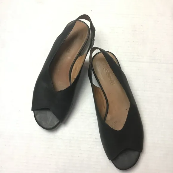 Madewell TAVI peep-toe slingback leather sandals true black 8 L6071