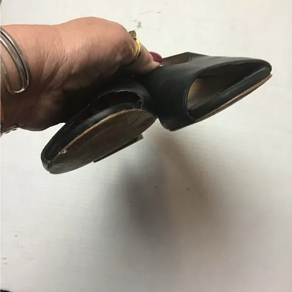 Madewell TAVI peep-toe slingback leather sandals true black 8 L6071