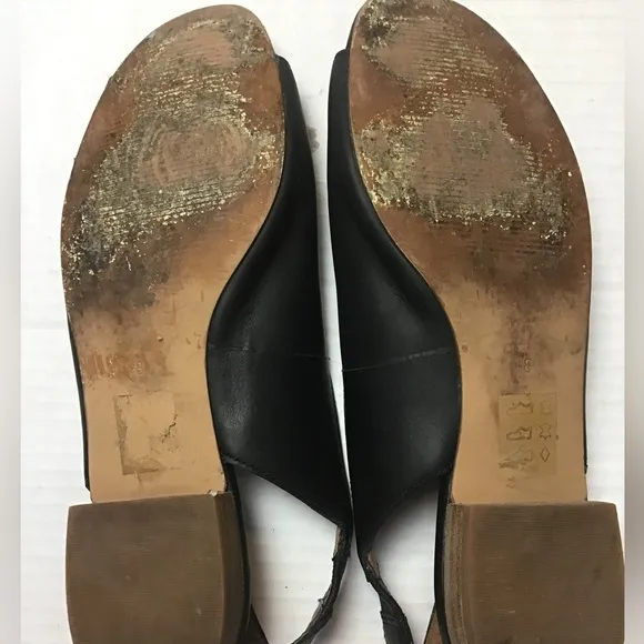 Madewell TAVI peep-toe slingback leather sandals true black 8 L6071