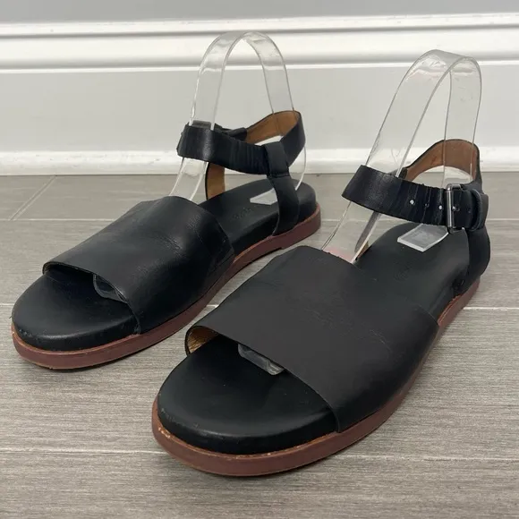 Madewell The Noelle Ankle Strap Flat Black Minimalist Shoes Sandals ND986 7.5