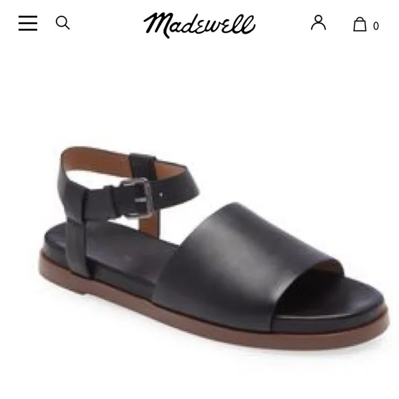 Madewell The Noelle Ankle Strap Flat Black Minimalist Shoes Sandals ND986 7.5