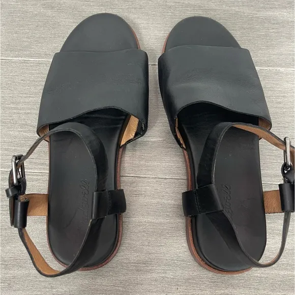 Madewell The Noelle Ankle Strap Flat Black Minimalist Shoes Sandals ND986 7.5