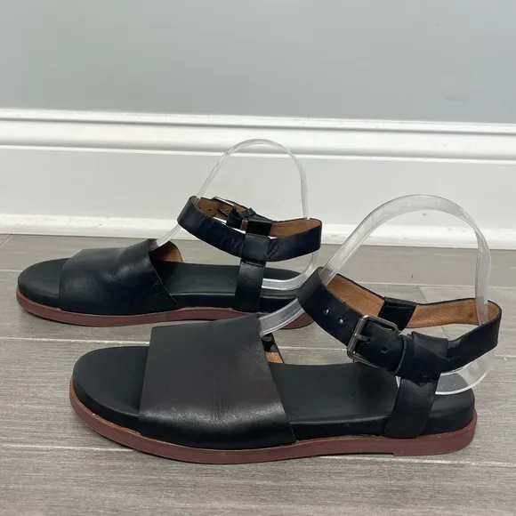 Madewell The Noelle Ankle Strap Flat Black Minimalist Shoes Sandals ND986 7.5