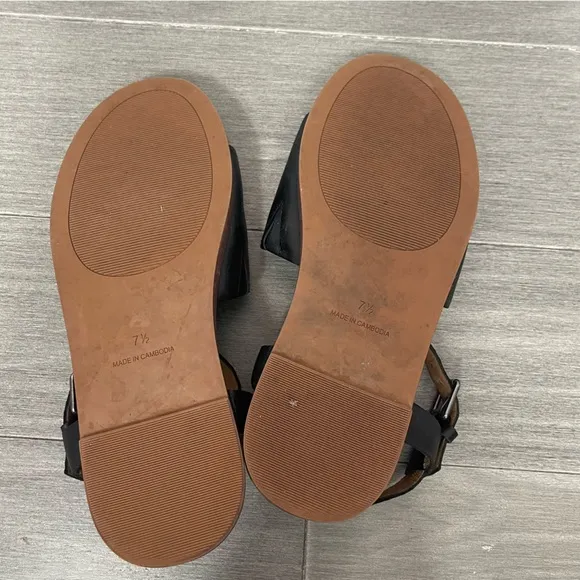Madewell The Noelle Ankle Strap Flat Black Minimalist Shoes Sandals ND986 7.5
