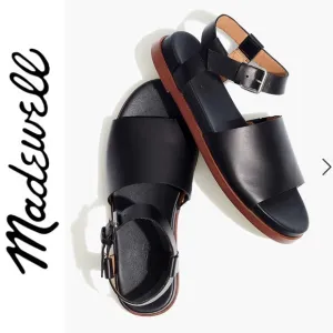 Madewell The Noelle Ankle Strap Flat Black Minimalist Shoes Sandals ND986 7.5