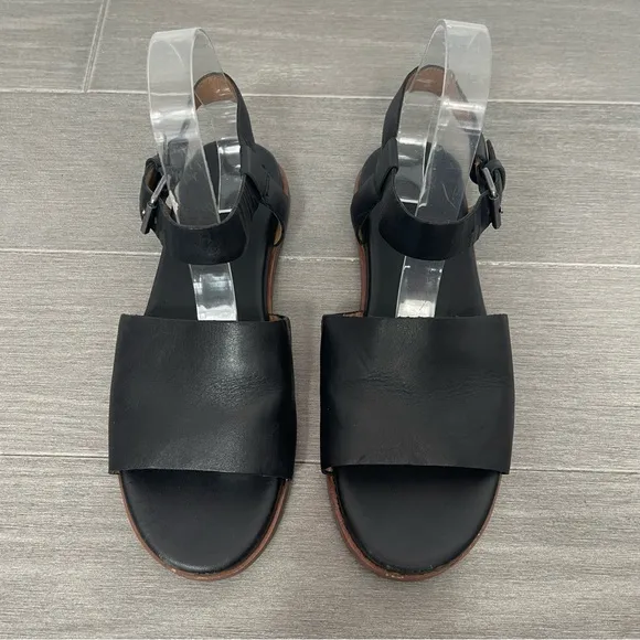 Madewell The Noelle Ankle Strap Flat Black Minimalist Shoes Sandals ND986 7.5