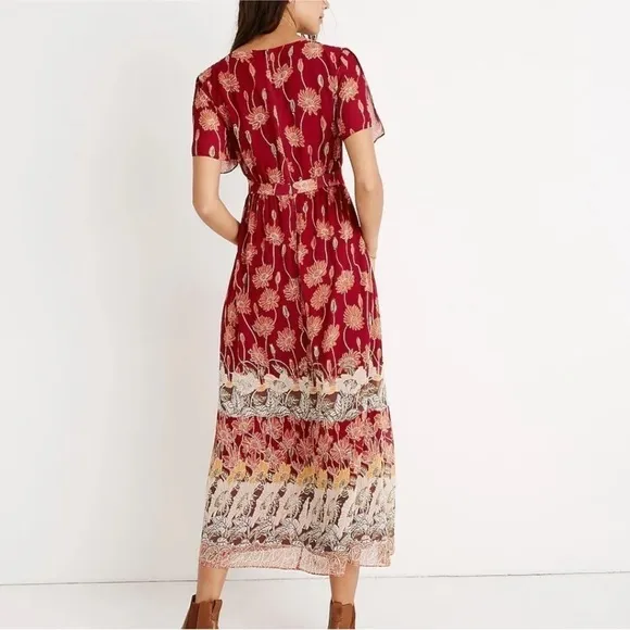 Madewell Tulip-Sleeve Maxi Dress in Tall Sunflowers Floral Faux Wrap 12
