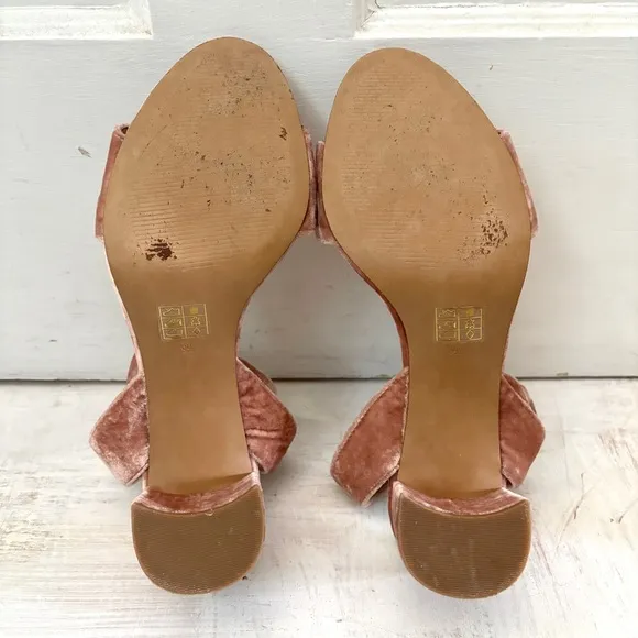 Madewell Velvet Ankle-Wrap Claudia Heel Sandals Velvet Mauve Shadow Size 9.5