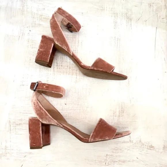 Madewell Velvet Ankle-Wrap Claudia Heel Sandals Velvet Mauve Shadow Size 9.5