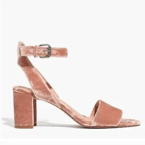 Madewell Velvet Ankle-Wrap Claudia Heel Sandals Velvet Mauve Shadow Size 9.5