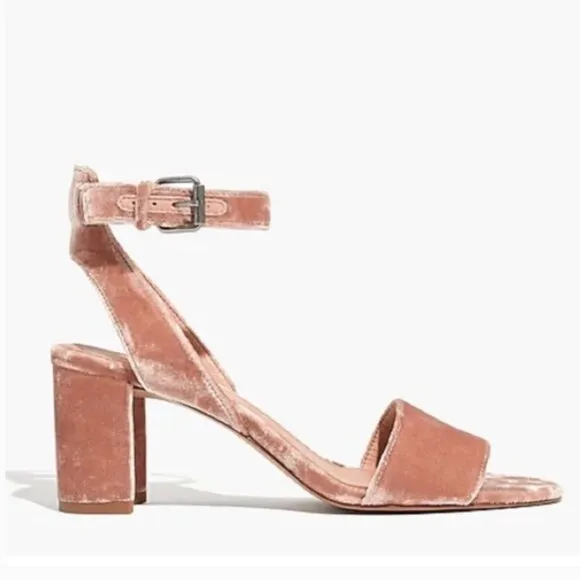 Madewell Velvet Ankle-Wrap Claudia Heel Sandals Velvet Mauve Shadow Size 9.5