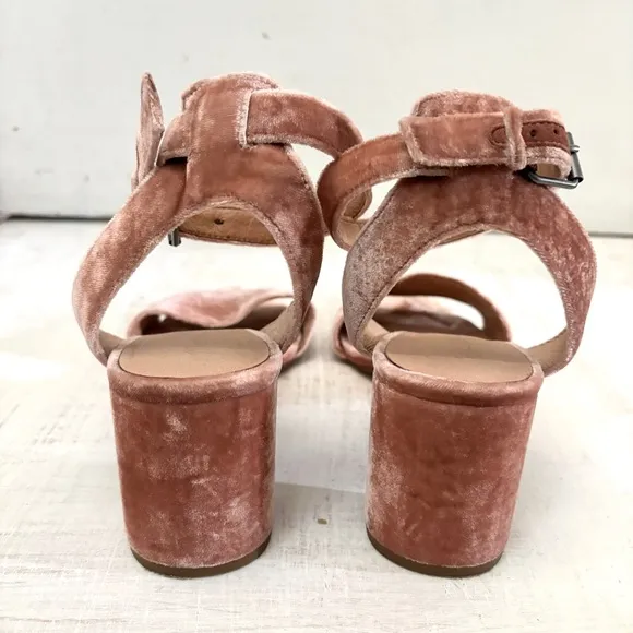Madewell Velvet Ankle-Wrap Claudia Heel Sandals Velvet Mauve Shadow Size 9.5