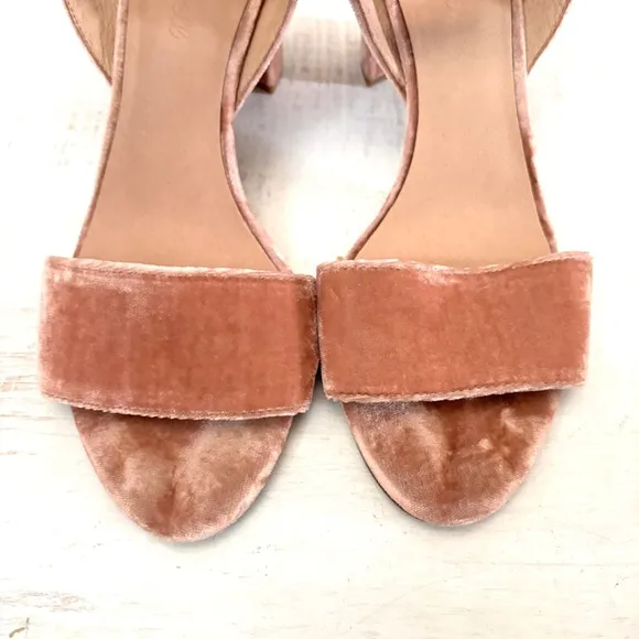 Madewell Velvet Ankle-Wrap Claudia Heel Sandals Velvet Mauve Shadow Size 9.5