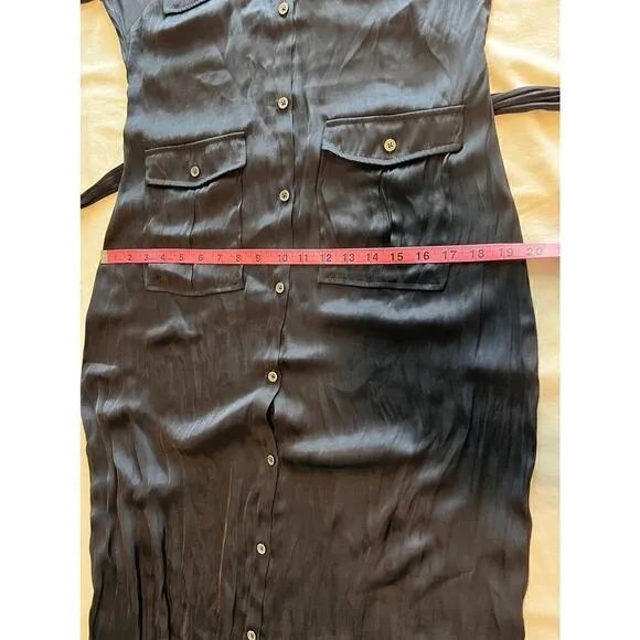 Madewell Women's Button-Front Utility Shirtdress in Satin Deep Indigo Size Small