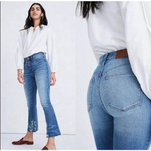Madewell Cali Demi-Boot Jeans in Bess Wash: Button-Front Edition