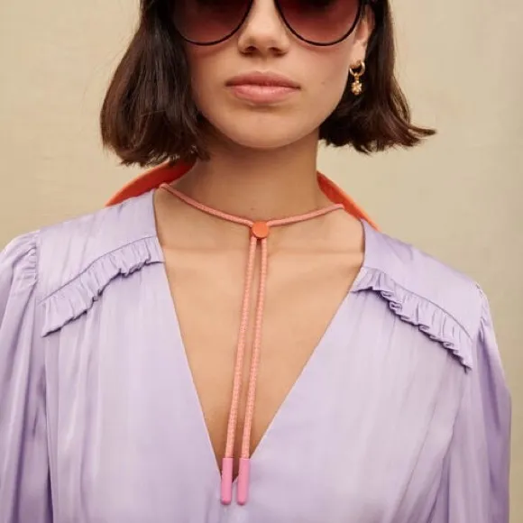Maje Rouvina Long Fluid Satiny Maxi Dress in Parma Violet Purple