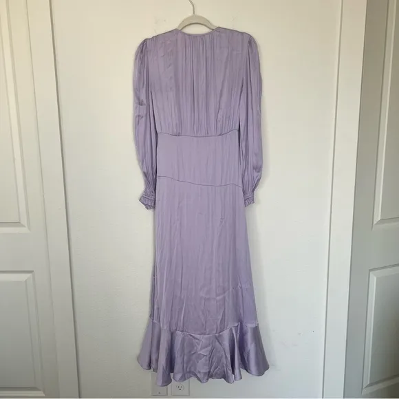Maje Rouvina Long Fluid Satiny Maxi Dress in Parma Violet Purple