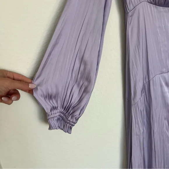 Maje Rouvina Long Fluid Satiny Maxi Dress in Parma Violet Purple