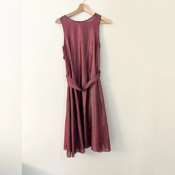 maje rova pink lame metallic midi dress swing discocore mermaidcore