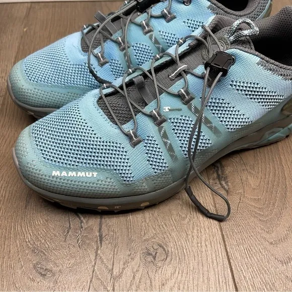 Mammut T Aegility Low Hiking Sneakers Blue Gray Elastic Drawcord Size 7.5 Women