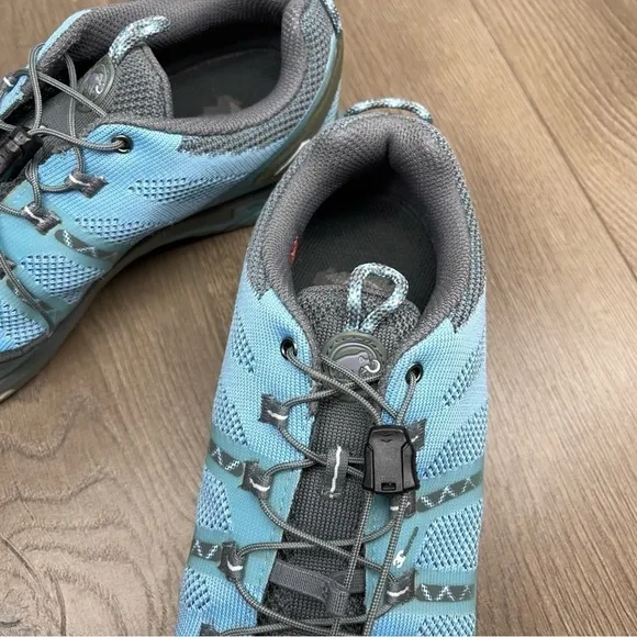 Mammut T Aegility Low Hiking Sneakers Blue Gray Elastic Drawcord Size 7.5 Women