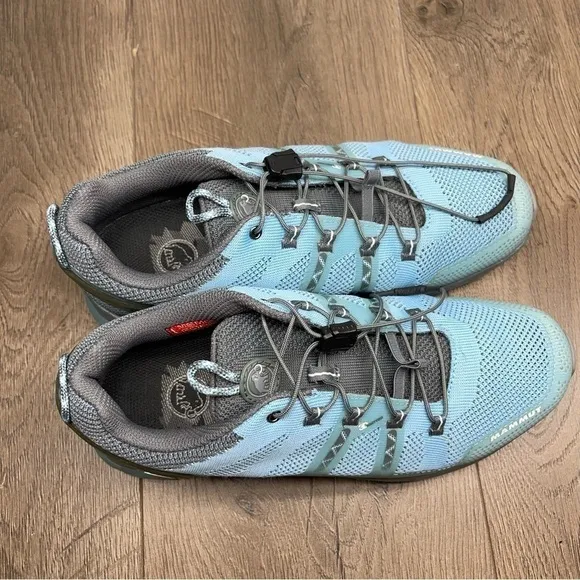 Mammut T Aegility Low Hiking Sneakers Blue Gray Elastic Drawcord Size 7.5 Women