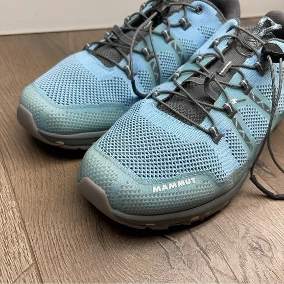 Mammut T Aegility Low Hiking Sneakers Blue Gray Elastic Drawcord Size 7.5 Women