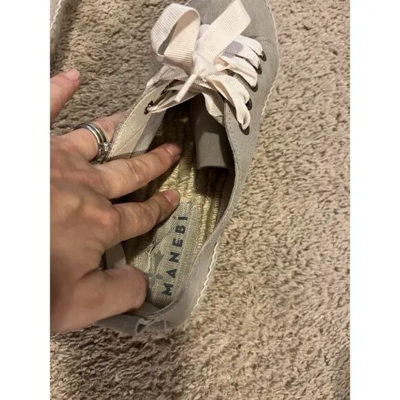 Manebi Grey suede espadrilles sneakers size 10 EUR 41 Lace Made In Spain