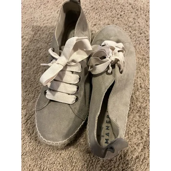 Manebi Grey suede espadrilles sneakers size 10 EUR 41 Lace Made In Spain