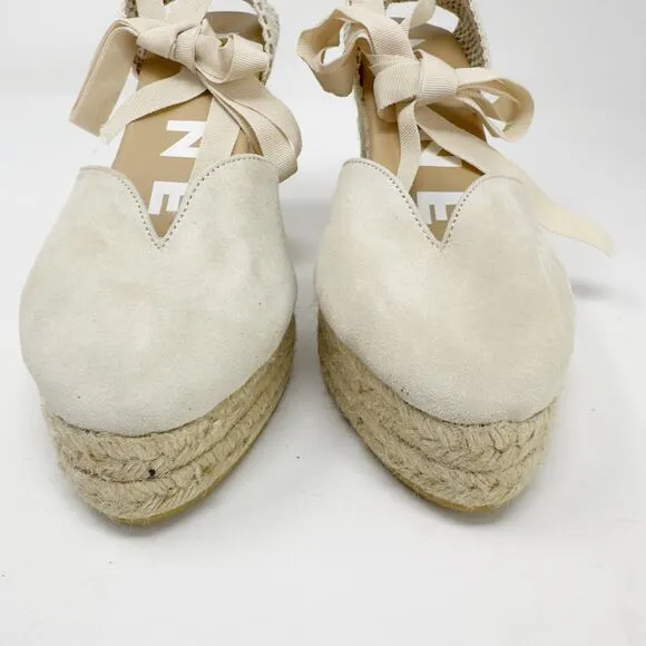 Manebi Soft Suede Heart-Shaped Wedge Espadrilles 38EU/8