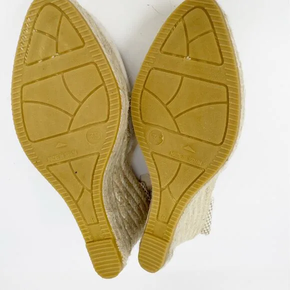 Manebi Soft Suede Heart-Shaped Wedge Espadrilles 38EU/8