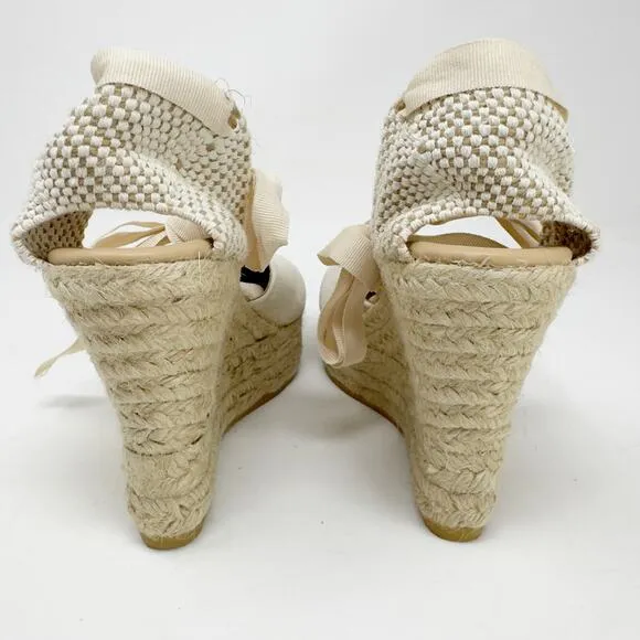 Manebi Soft Suede Heart-Shaped Wedge Espadrilles 38EU/8