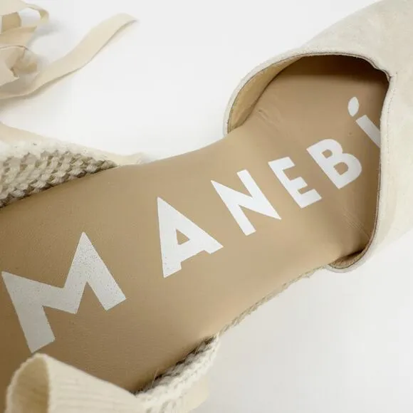 Manebi Soft Suede Heart-Shaped Wedge Espadrilles 38EU/8