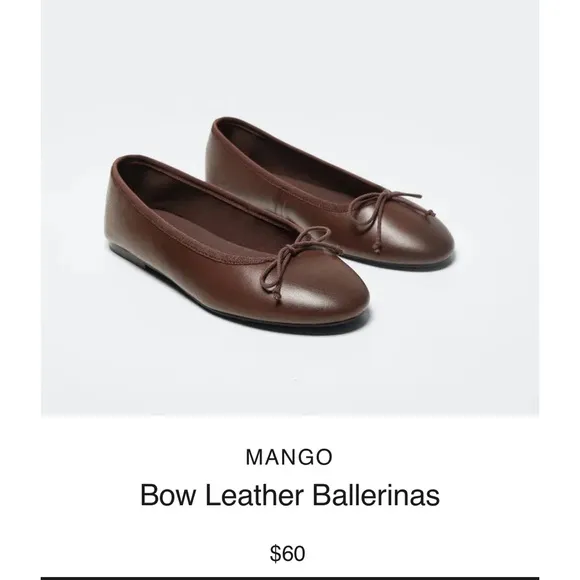 Mango Brown Leather Ballet Flats